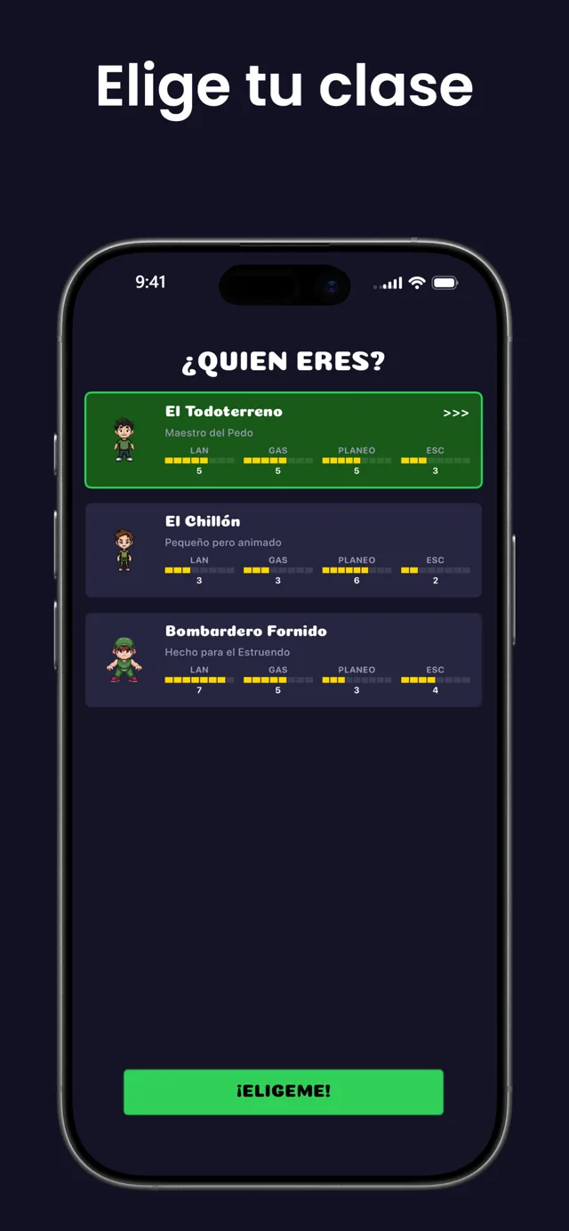 Elige tu clase — la elección entre All-Rounder, The Squeaker y Beefy Blaster